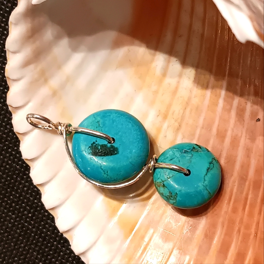 Turquoise Beads Pendant Sterling Silver